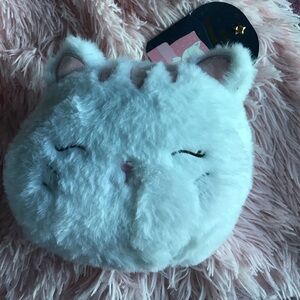 NWT Fluffy Cat Travel Pillow and Eye Mask